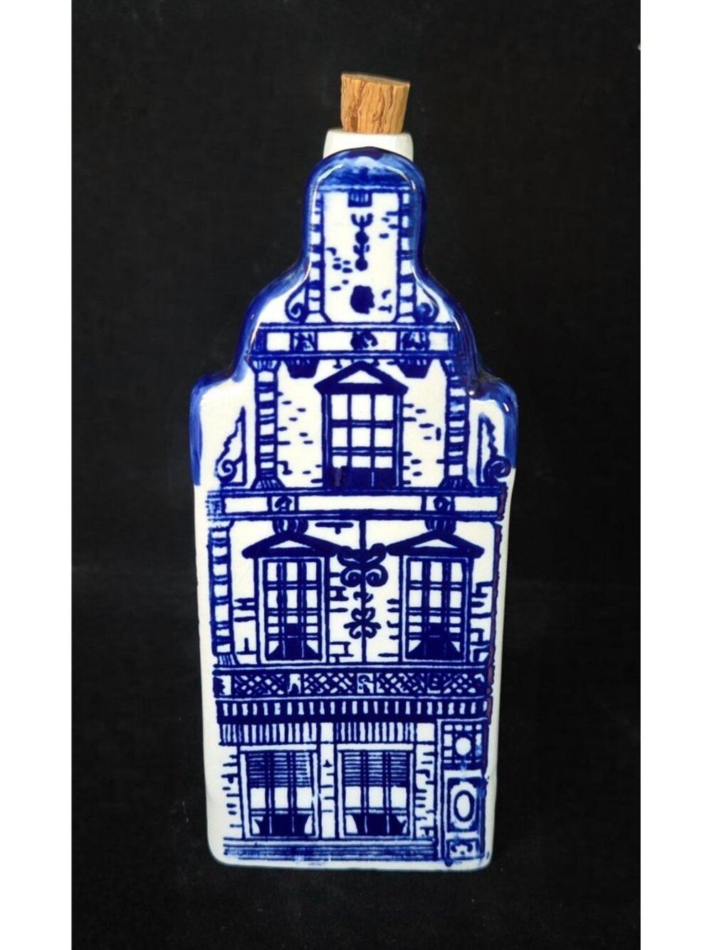 Delft Blauw Hand Painted Blue Porcelain Building decanter w/cork - Picture 2 of 6